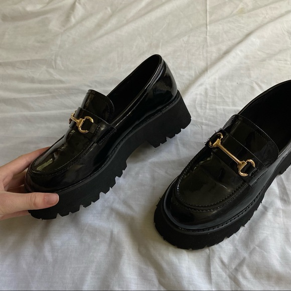 Princess Polly Shoes - NWOT Princess Polly loafers with platform; the Riley loafer in patent black